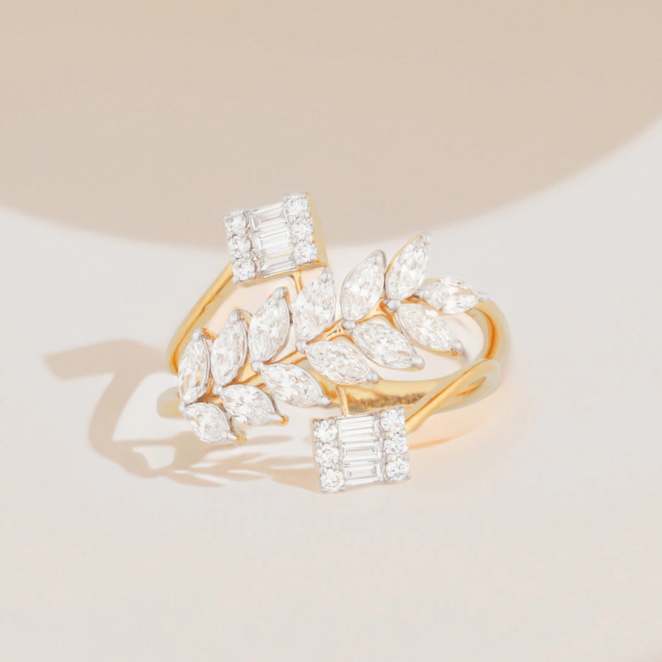 Mosaic Multi-Shape Diamond Cluster Ring — angled view