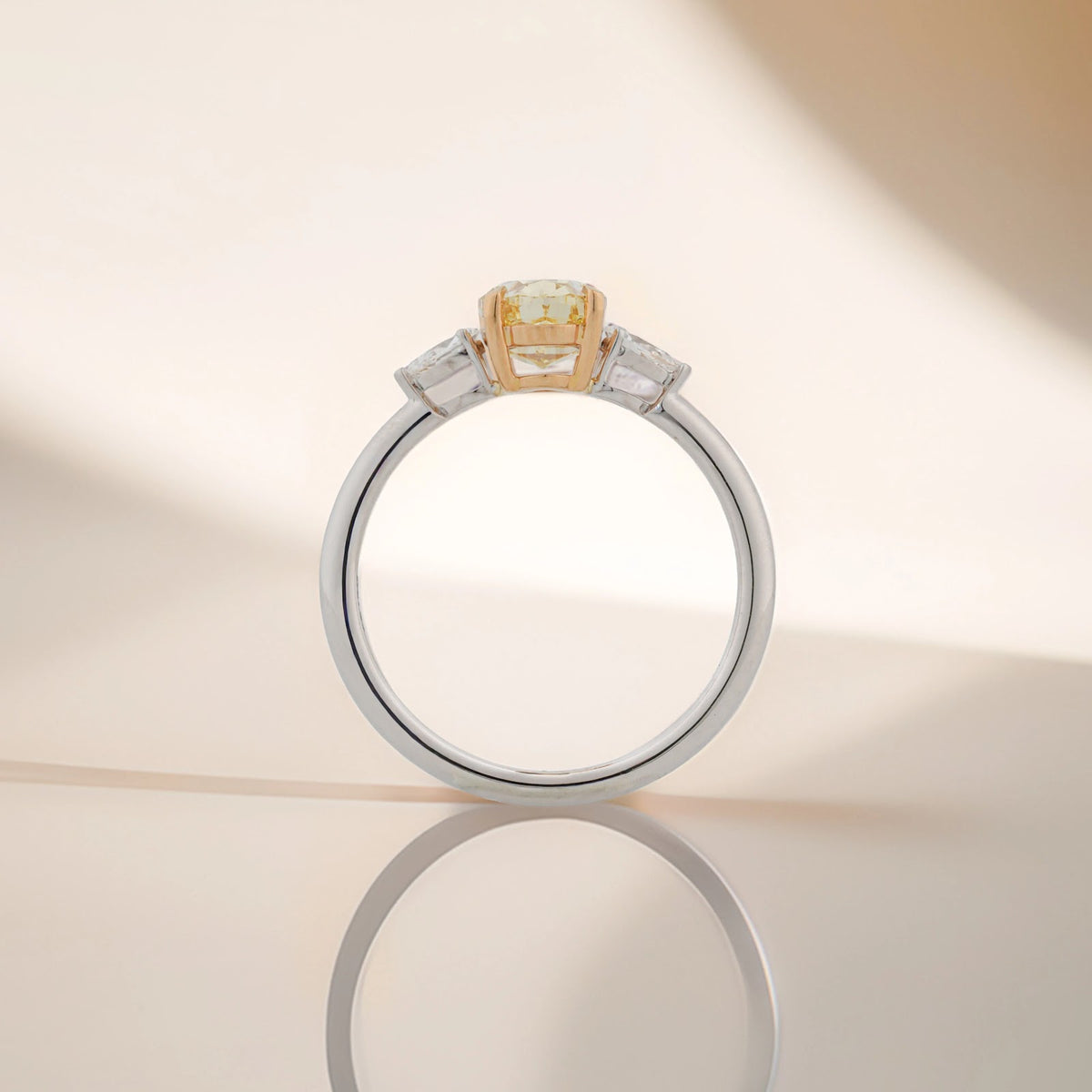 Solene Fancy Oval Three-Stone Ring — profile view