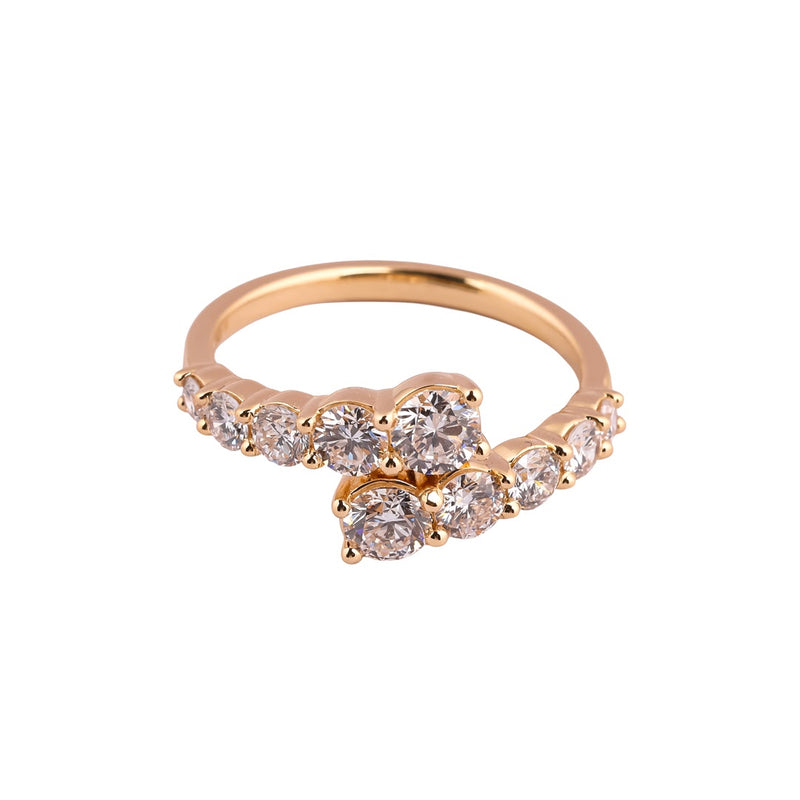 Double Orbit Round Diamond Bypass Ring — view 3