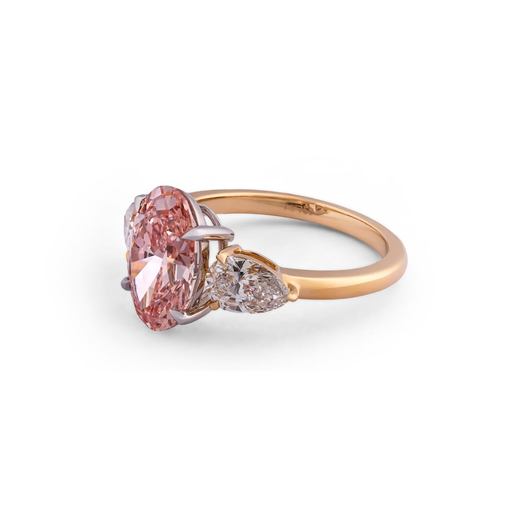 Rosé Aurora Oval & Pear Three-Stone Ring — view 3