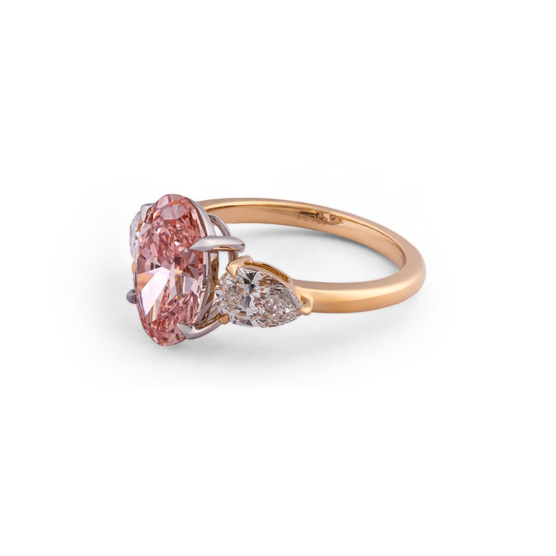 Rosé Aurora Oval & Pear Three-Stone Ring — view 3