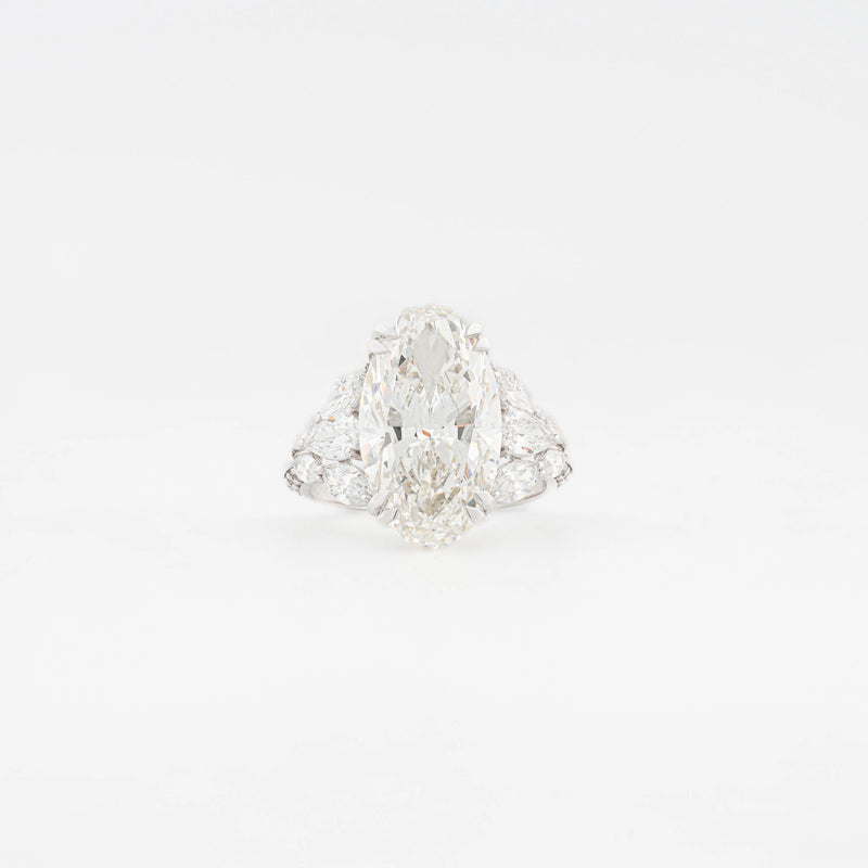 Serenade Pear Three-Stone Pavé Ring — front view
