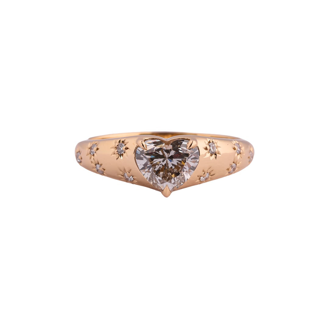 Celestial Heart Signet Diamond Ring — view 1