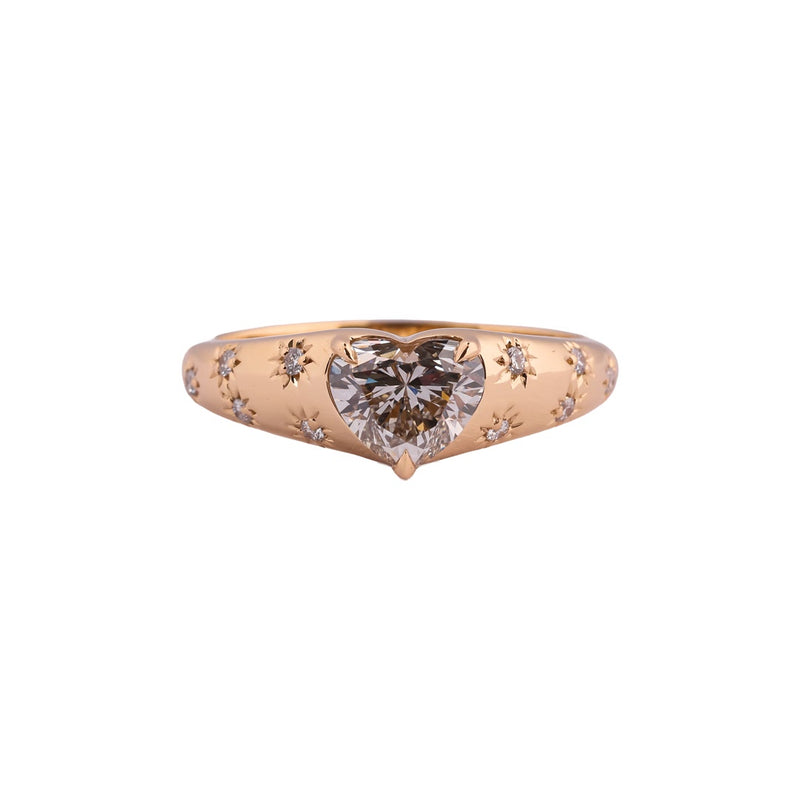 Celestial Heart Signet Diamond Ring — view 1