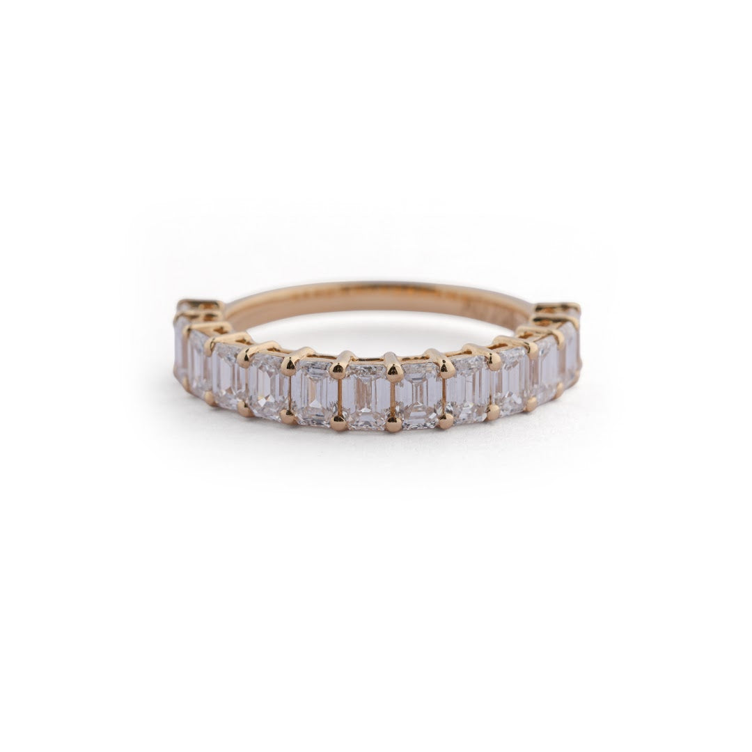 Emerald-Cut Lab-Grown Diamond Half-Eternity Ring - front view