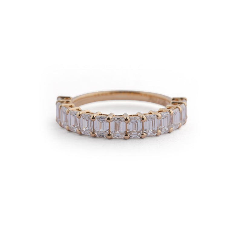 Emerald-Cut Lab-Grown Diamond Half-Eternity Ring - front view