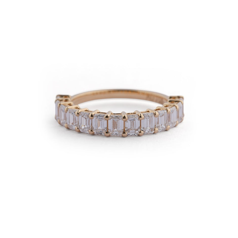 Emerald-Cut Lab-Grown Diamond Half-Eternity Ring - front view
