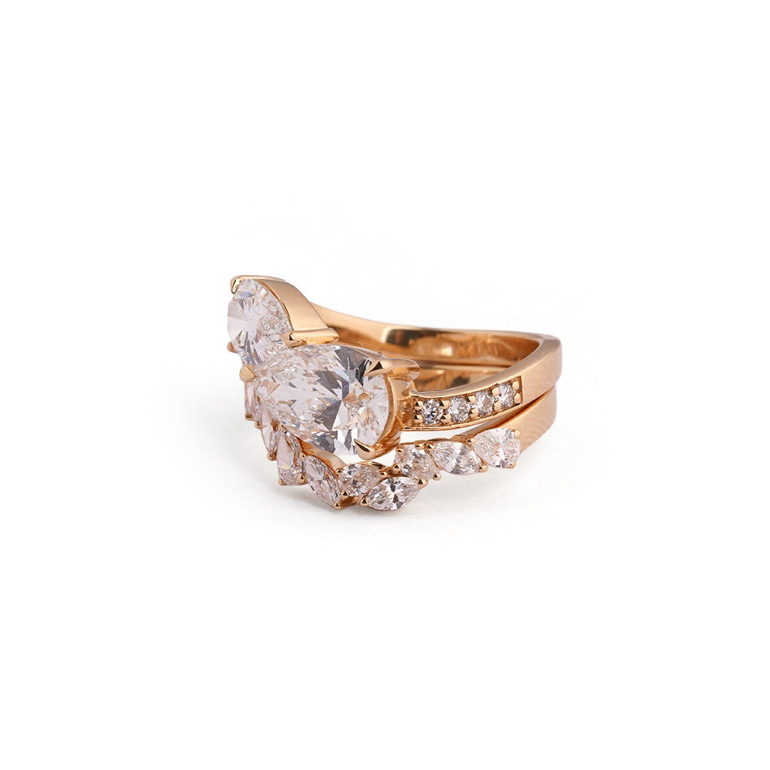 Asymmetric Pear Bypass Lab-Grown Diamond Ring - detail view