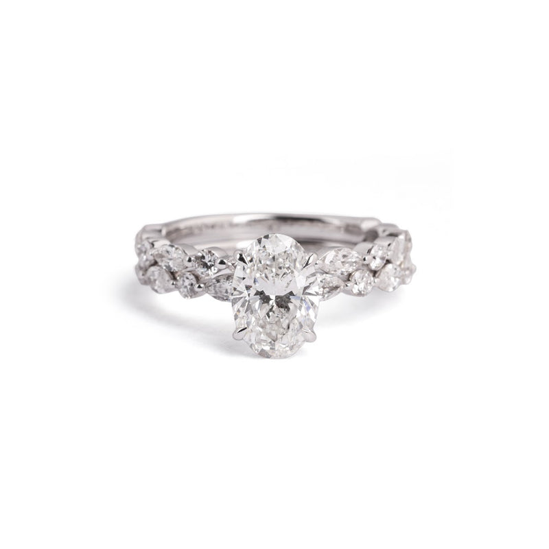 Oval Contour Lab-Grown Diamond Ring Set - stacked view