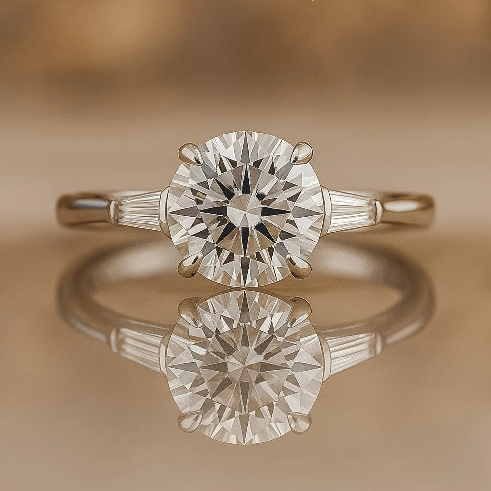 Avenor Round Baguette-Side Three-Stone Ring — front view