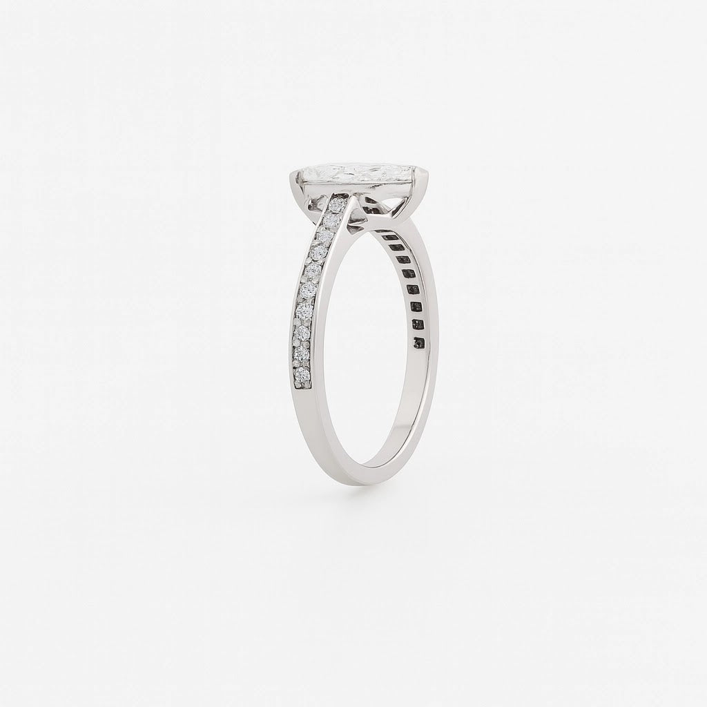 Evadne Marquise Pavé Solitaire Ring — profile view