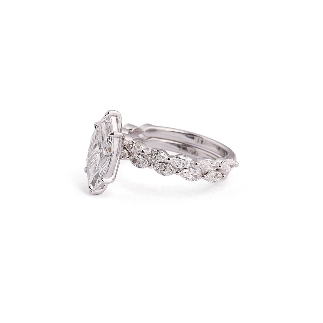 Marquise Contour Lab-Grown Diamond Ring Set - side view