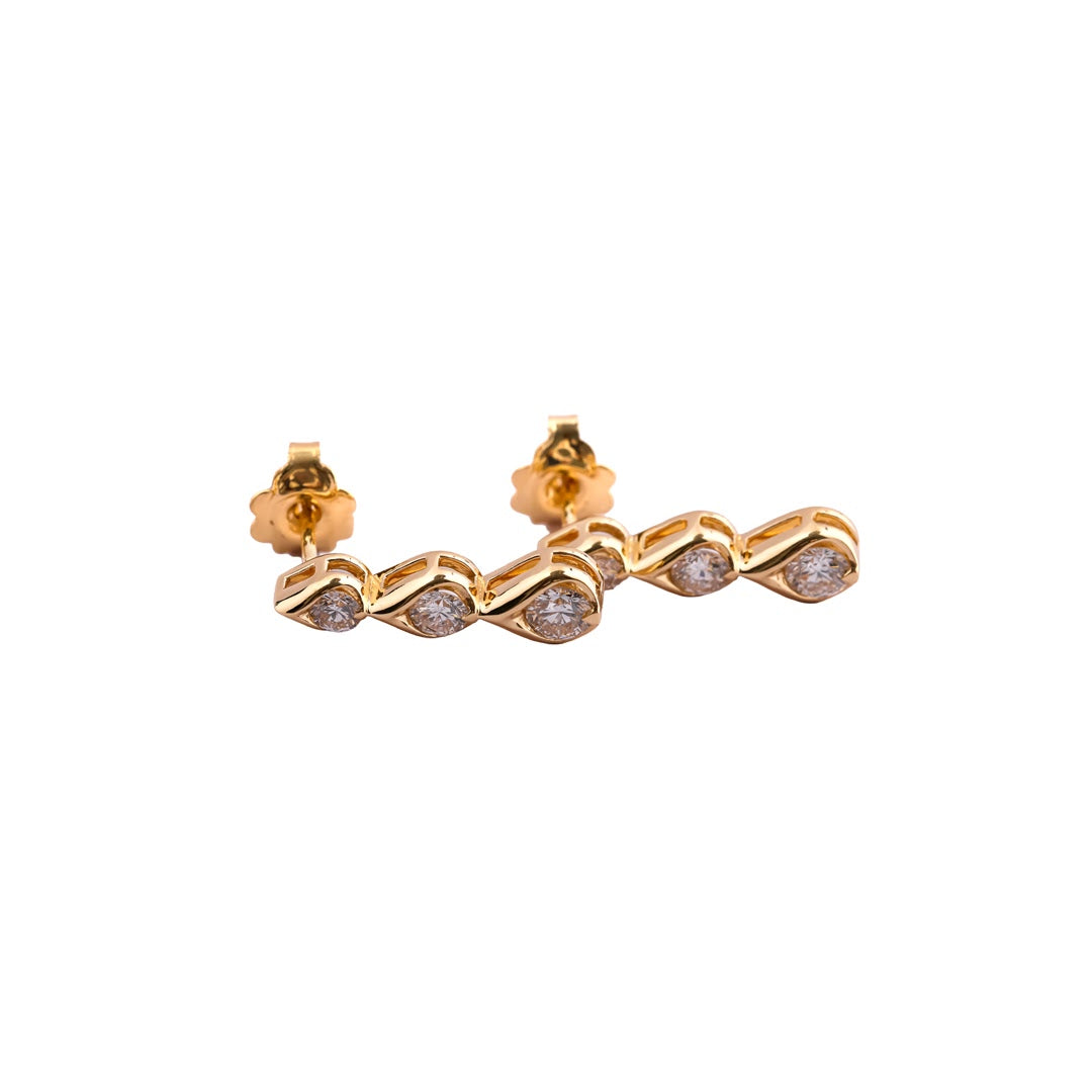 Dewdrop Trio Diamond Drop Earrings — view 3