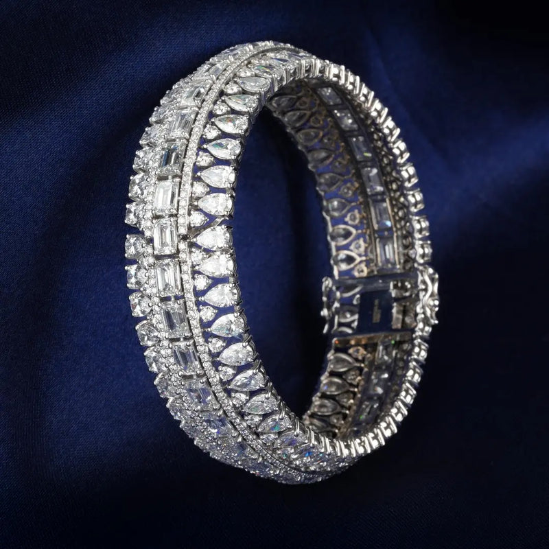 46.4 Ct Mixed-Cut Lab-Grown Diamond Bangle — view 2