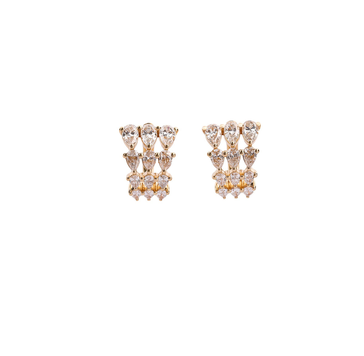 Verdelle Fleur Pear & Round Botanical Trellis Diamond Huggie Earrings