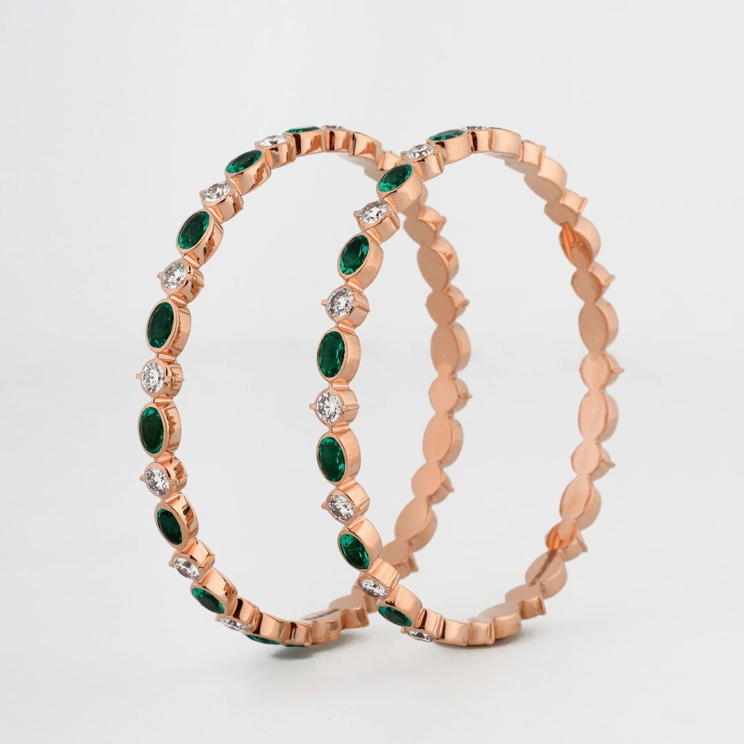 7.03 Ct Round Lab-Grown Diamond with 11.06 Ct Lab-Grown Colourstone Bangle — view 1
