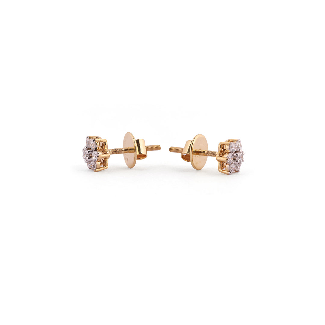 Roselle Petite Bloom Floral Cluster Diamond Stud Earrings – view 4