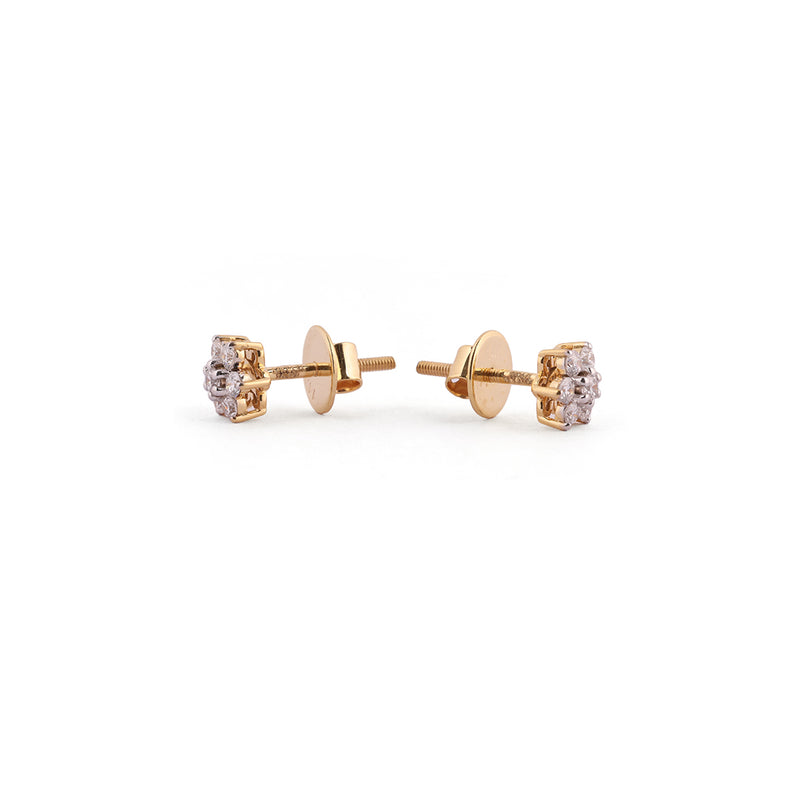 Roselle Petite Bloom Floral Cluster Diamond Stud Earrings – view 4