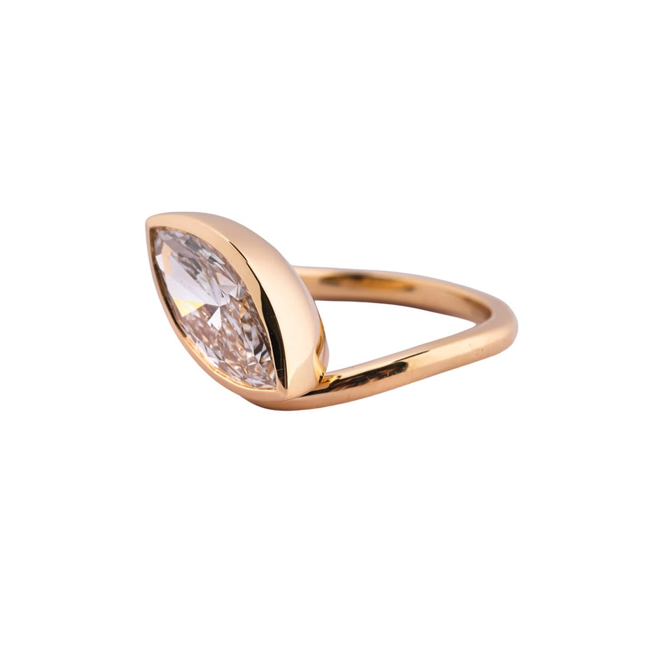 Marquise Orbit Sculptural Bezel Ring — view 2