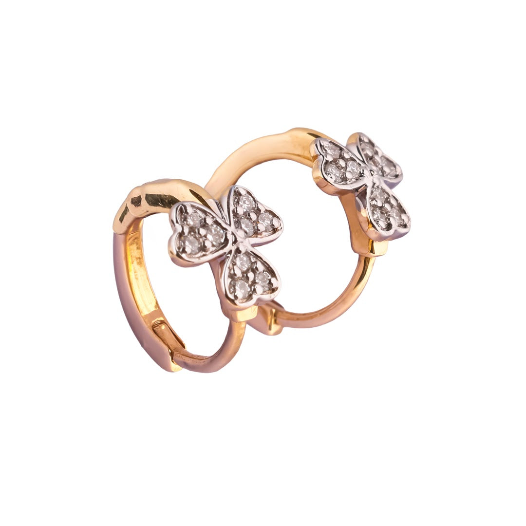 Clovia Belle Petite Clover Floral Diamond Huggie Earrings – view 2