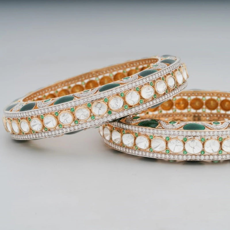 9.79 Ct Round Lab-Grown Diamond with 14.46 Ct Lab-Grown Colourstone Bangle — view 2