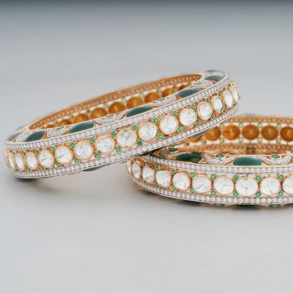 9.79 Ct Round Lab-Grown Diamond with 14.46 Ct Lab-Grown Colourstone Bangle — view 2