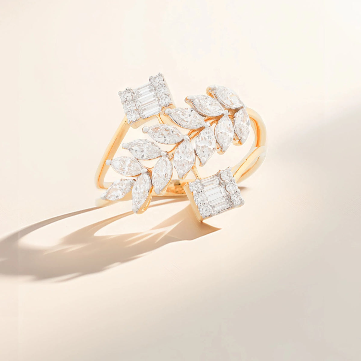 Mosaic Multi-Shape Diamond Cluster Ring — editorial view