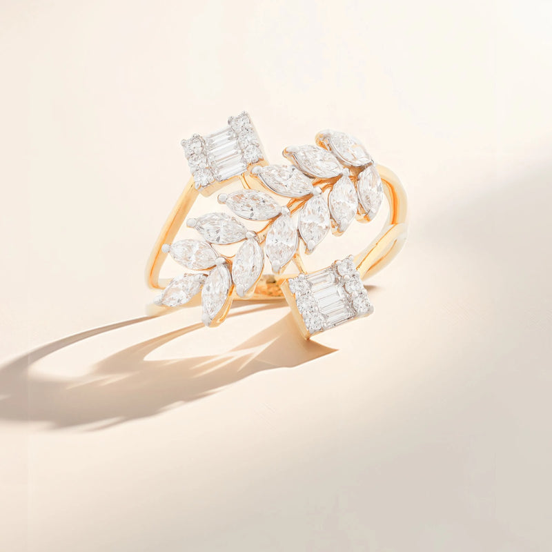 Mosaic Multi-Shape Diamond Cluster Ring — editorial view