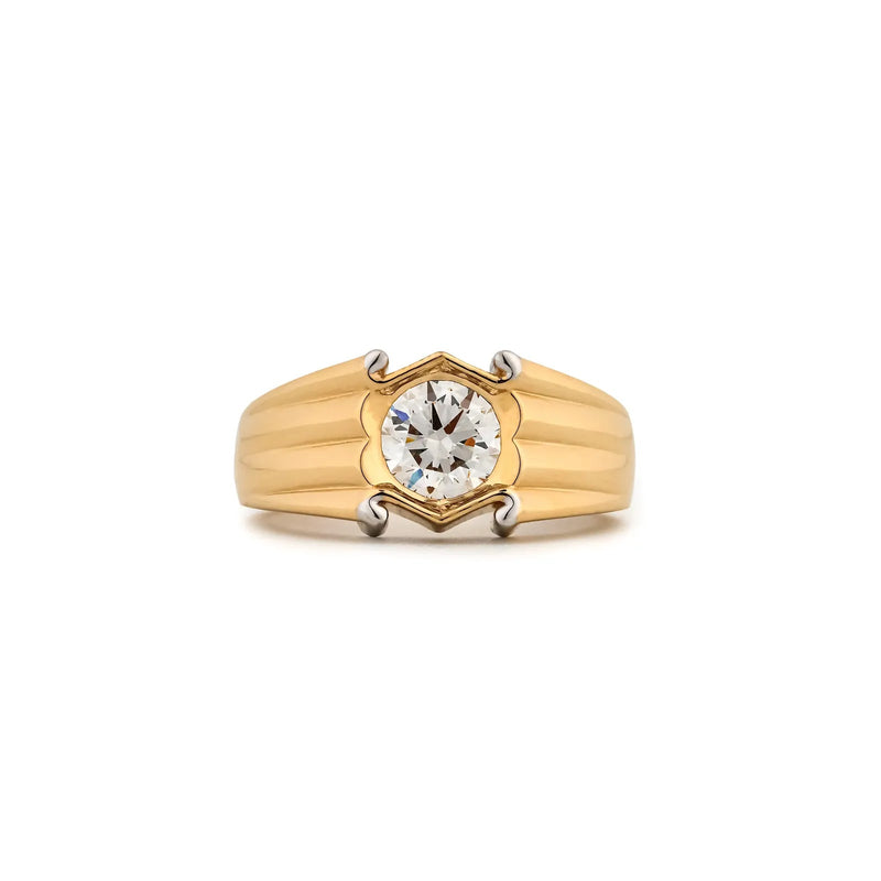 Valor Round Claw-Frame Men's Ring — front view