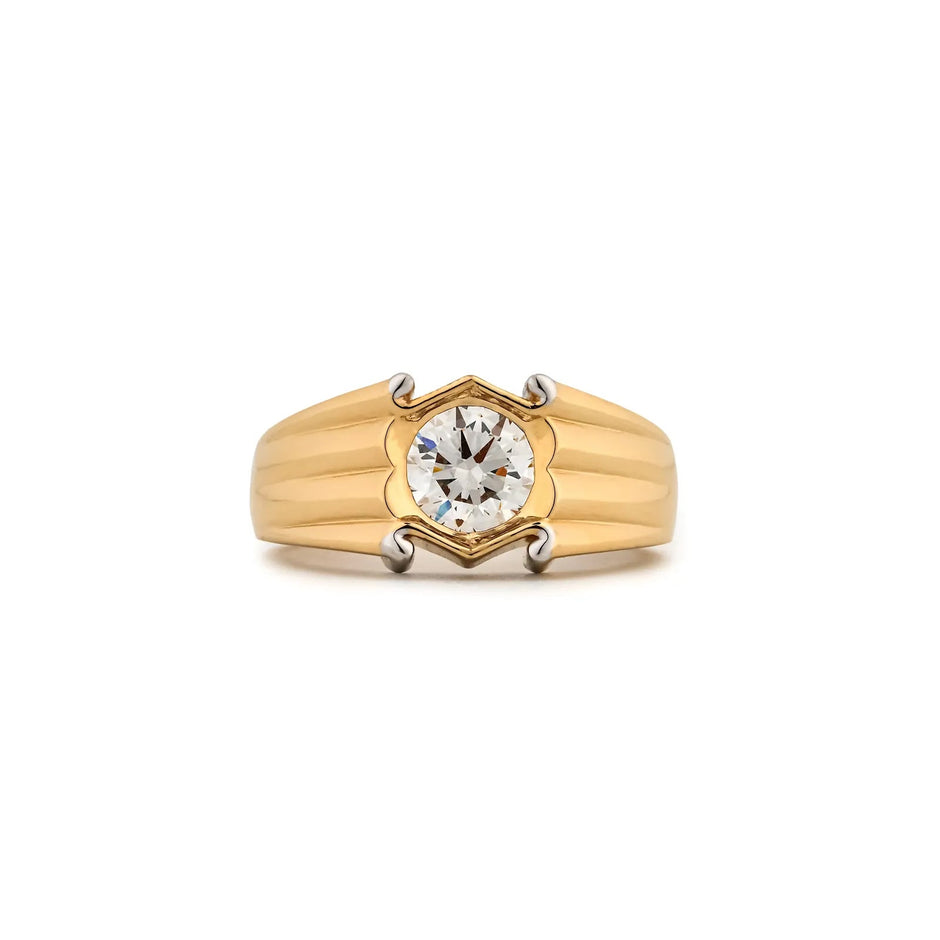 Valor Round Claw-Frame Men's Ring — front view