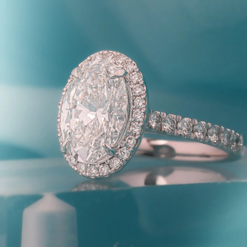 Liora Oval Halo Pavé Engagement Ring — detail view