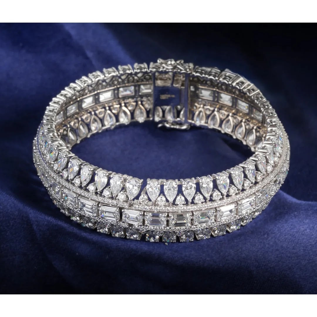 46.4 Ct Mixed-Cut Lab-Grown Diamond Bangle — view 1