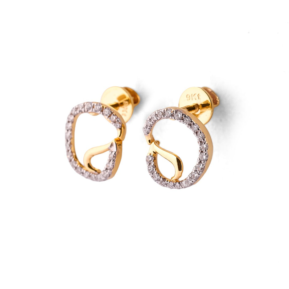 Orbelle Aura Open Circle Wave Pavé Diamond Stud Earrings – view 2