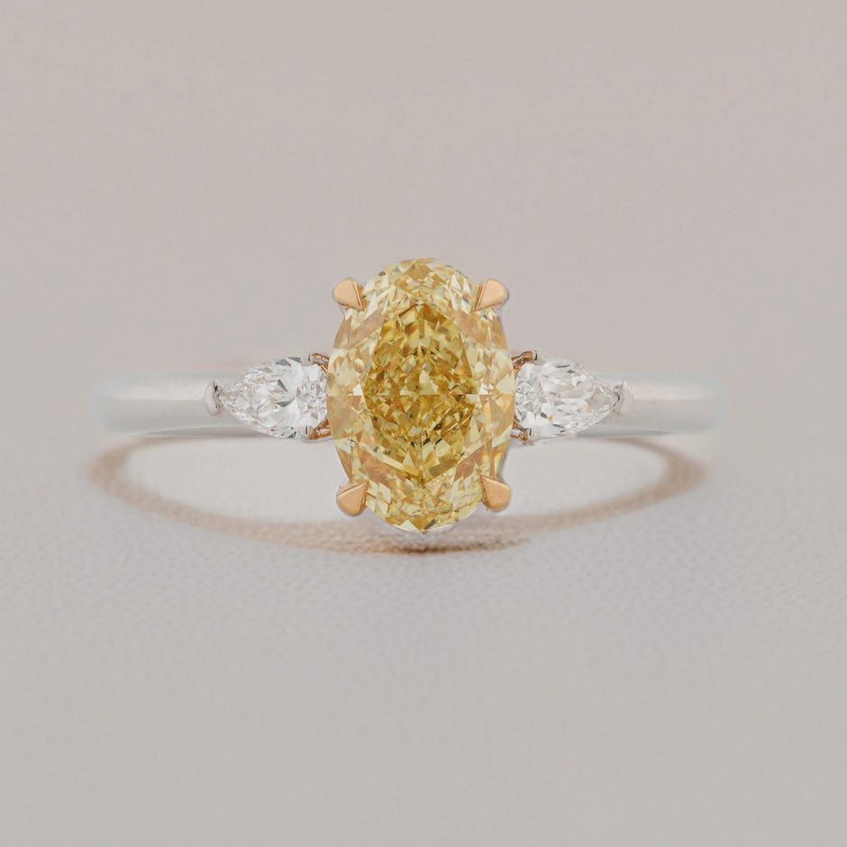 Solene Fancy Oval Three-Stone Ring — front view