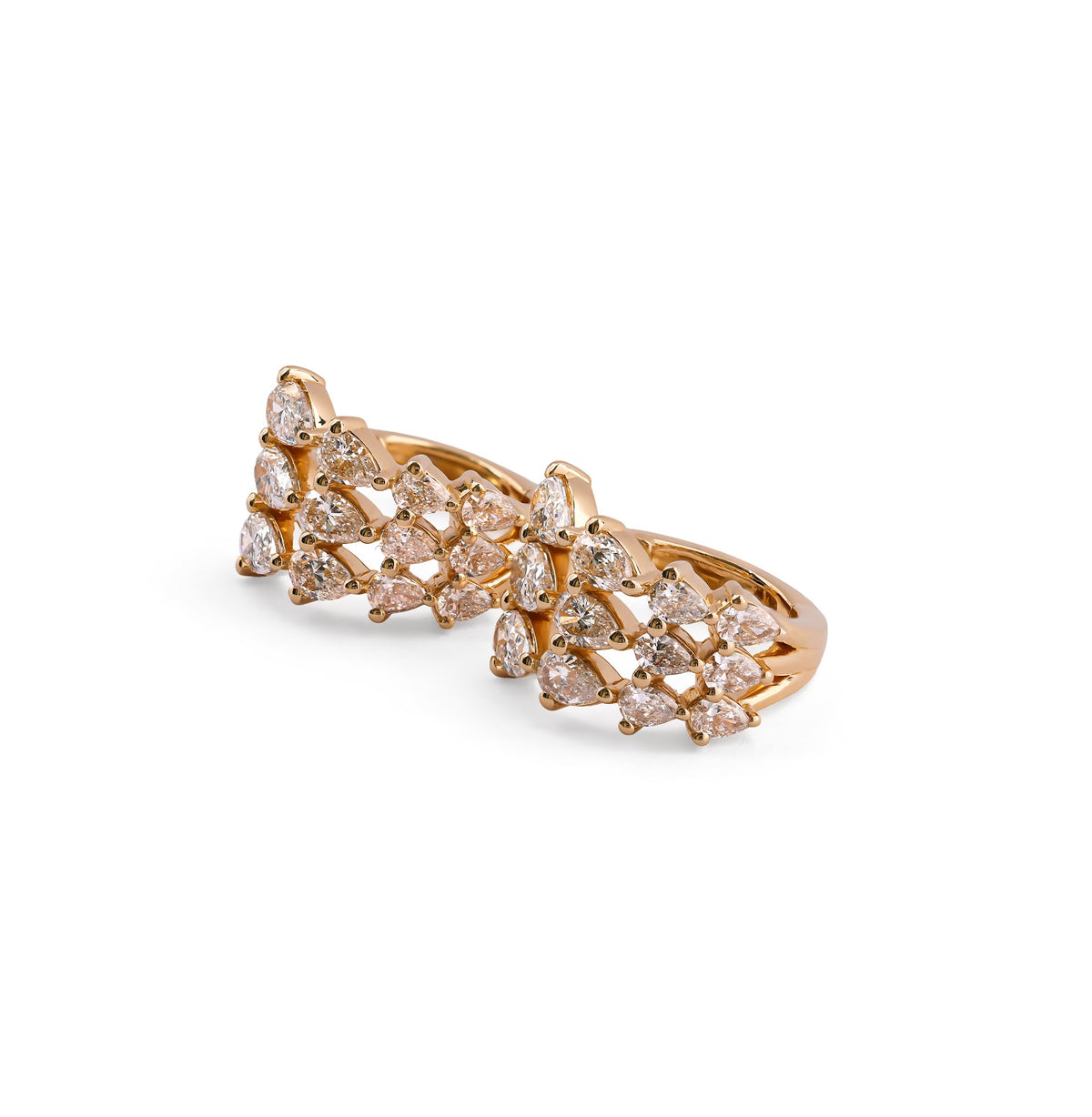 Verdelle Fleur Pear & Round Botanical Trellis Diamond Huggie Earrings – view 4