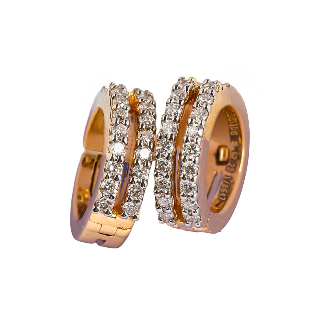 Aurelle Luxe Double Row Pavé Diamond Huggie Earrings – view 4