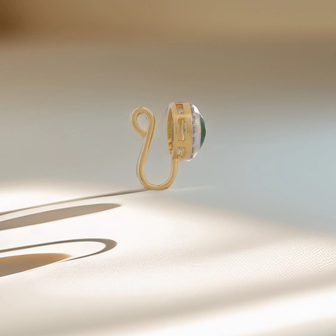 0.1 Ct Round Lab-Grown Diamond with 0.38 Ct Lab-Grown Colourstone Nose pin — view 2