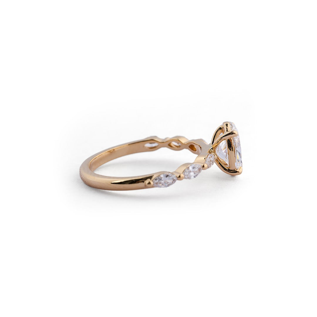Oval Marquise Accent Lab-Grown Diamond Ring - worn view