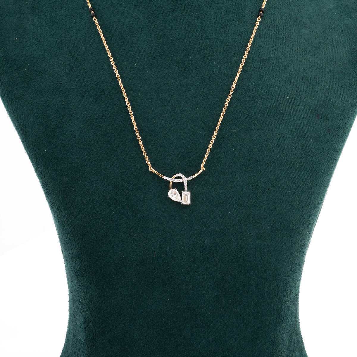 1.13 Carat Lab-Grown Diamond Mangalsutra with Black Beads for Women - view 1