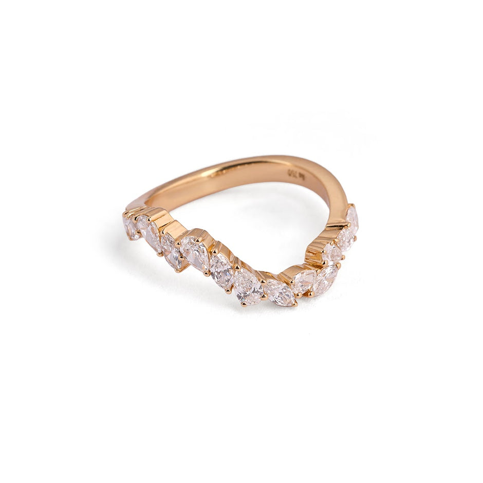 Asymmetric Pear Bypass Lab-Grown Diamond Ring - front view