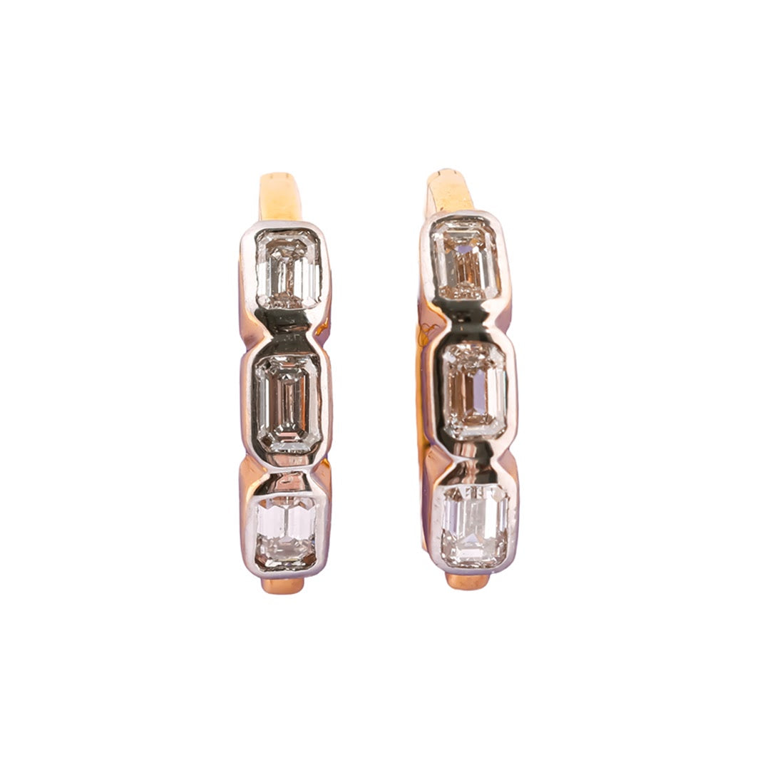 Decora Élan Triple Emerald Line Diamond Huggie Earrings