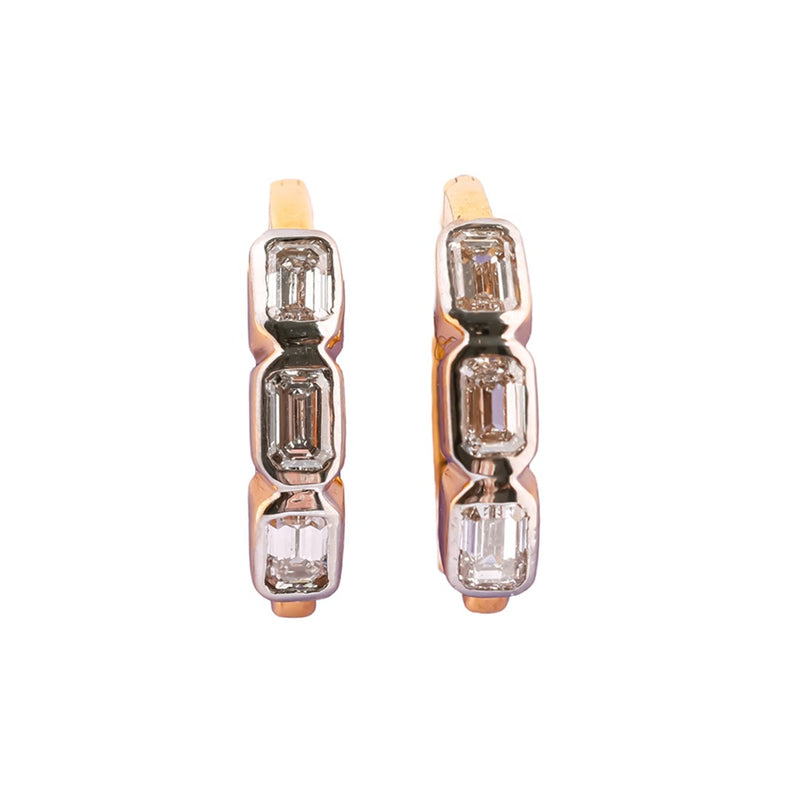 Decora Élan Triple Emerald Line Diamond Huggie Earrings