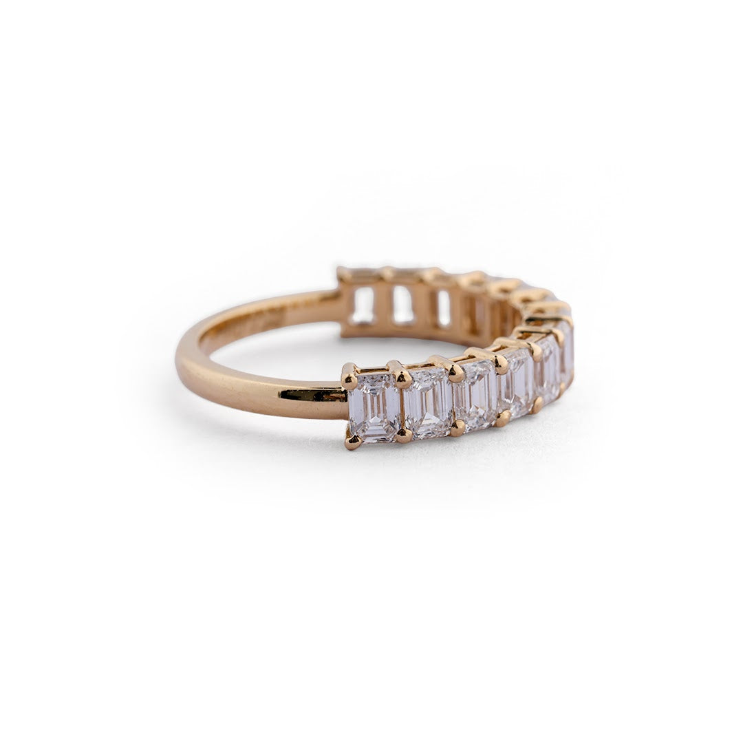 Emerald-Cut Lab-Grown Diamond Half-Eternity Ring - worn view