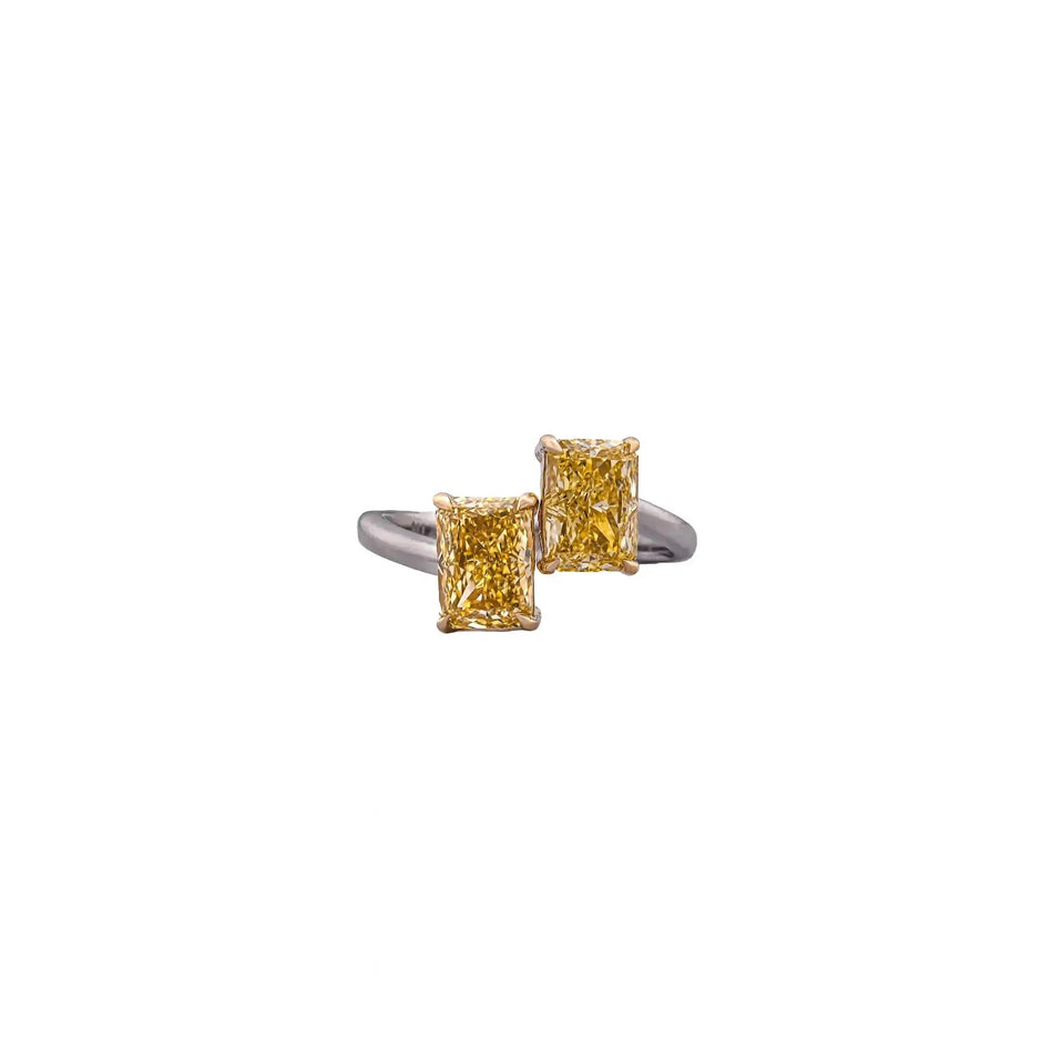 Solstice Fancy Radiant Toi et Moi Ring — front view