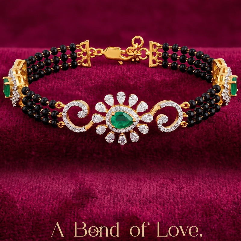 1.26 Carat Lab-Grown Diamond Mangalsutra with Black Beads and Colour Stones for Women - view 3