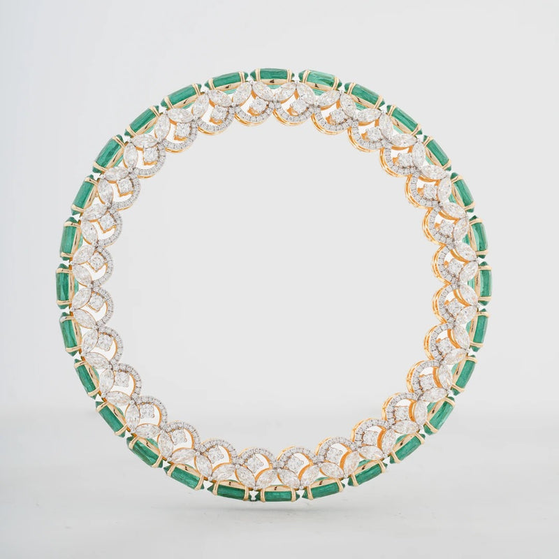 18.86 Ct Mixed-Cut Lab-Grown Diamond with 39.9 Ct Lab-Grown Colourstone Bangle — view 3