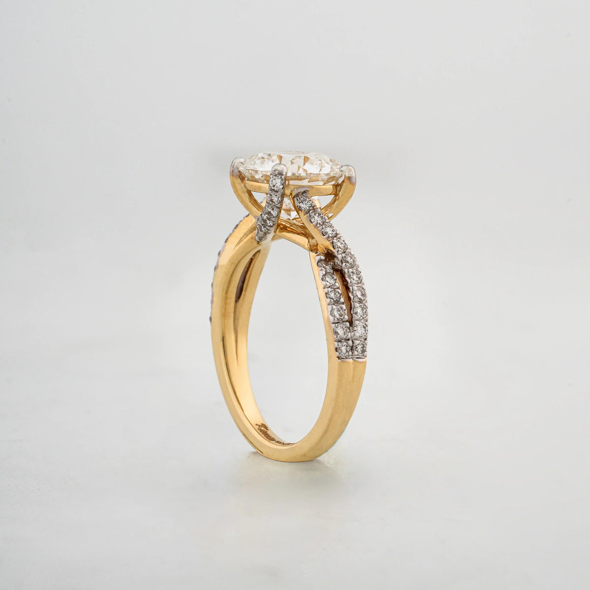 Arcadia Round Split-Pavé Solitaire Ring — profile view