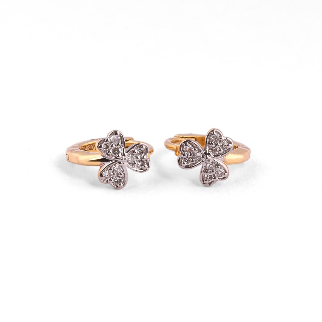Clovia Belle Petite Clover Floral Diamond Huggie Earrings – view 3