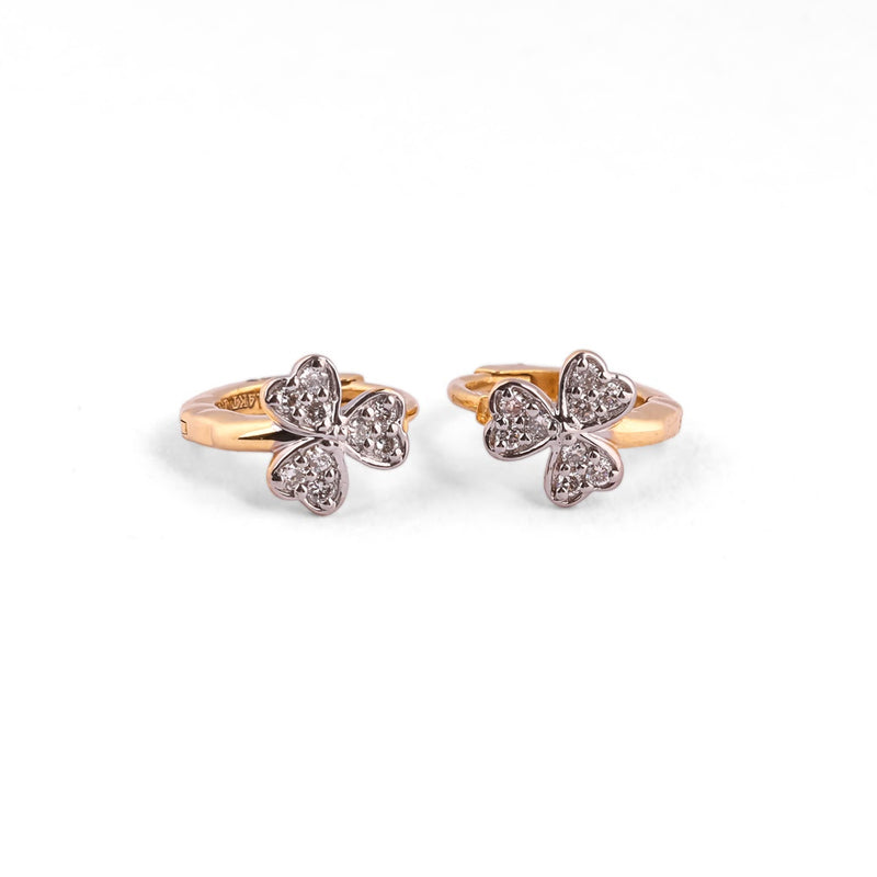 Clovia Belle Petite Clover Floral Diamond Huggie Earrings – view 3