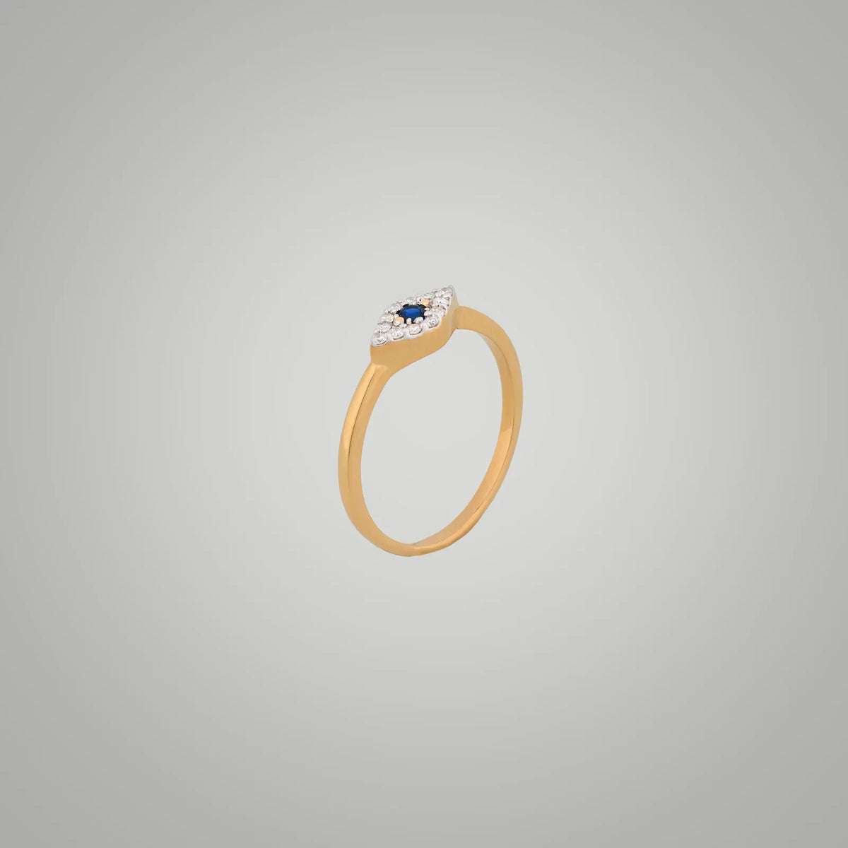 Sapphire Evil Eye Diamond Ring - angled view